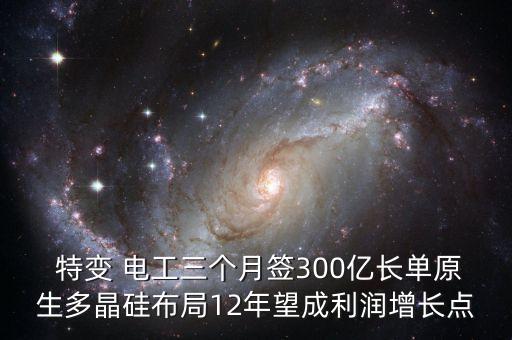  特變 電工三個月簽300億長單原生多晶硅布局12年望成利潤增長點(diǎn)