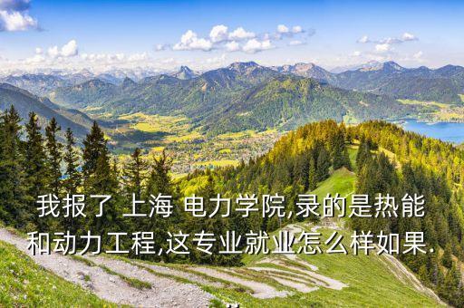 我報(bào)了 上海 電力學(xué)院,錄的是熱能和動(dòng)力工程,這專(zhuān)業(yè)就業(yè)怎么樣如果...