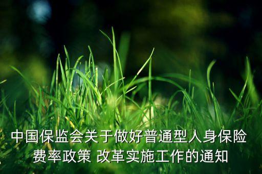 中國保監(jiān)會關(guān)于做好普通型人身保險 費(fèi)率政策 改革實施工作的通知