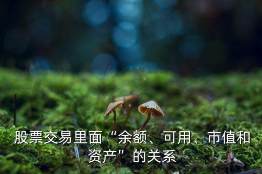  股票交易里面“余額、可用、市值和 資產(chǎn)”的關(guān)系