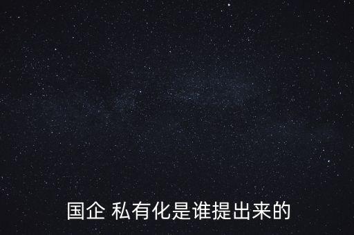  國(guó)企 私有化是誰(shuí)提出來的