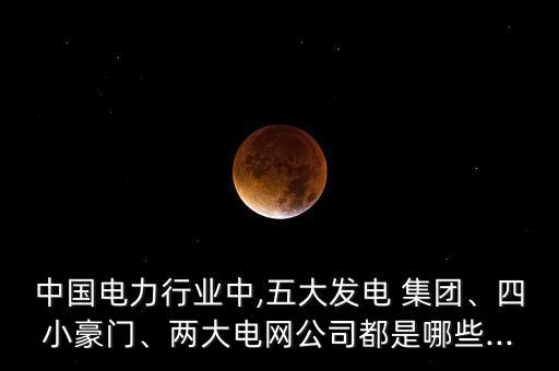中國電力行業(yè)中,五大發(fā)電 集團、四小豪門、兩大電網(wǎng)公司都是哪些...