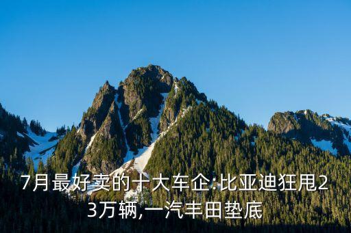 7月最好賣的十大車企:比亞迪狂甩23萬(wàn)輛,一汽豐田墊底
