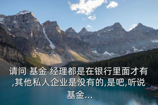 請(qǐng)問 基金 經(jīng)理都是在銀行里面才有,其他私人企業(yè)是沒有的,是吧,聽說 基金...
