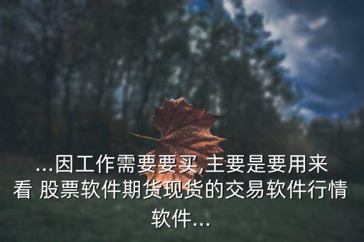 ...因工作需要要買,主要是要用來看 股票軟件期貨現貨的交易軟件行情軟件...
