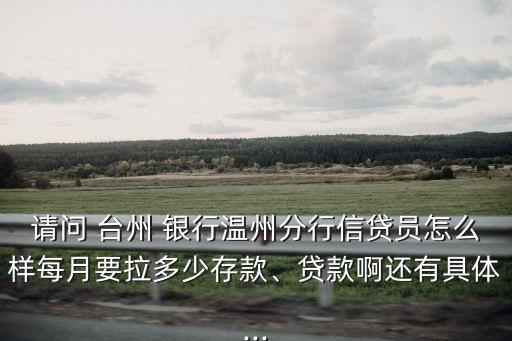 請問 臺(tái)州 銀行溫州分行信貸員怎么樣每月要拉多少存款、貸款啊還有具體...