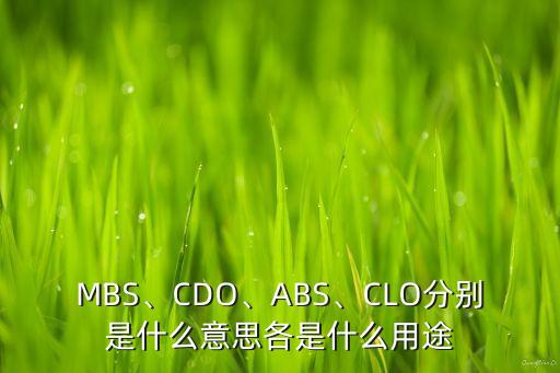 MBS、CDO、ABS、CLO分別是什么意思各是什么用途