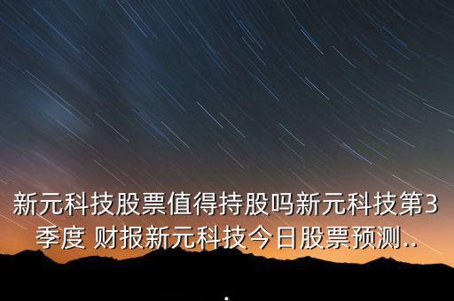 新元科技股票值得持股嗎新元科技第3季度 財報新元科技今日股票預測...