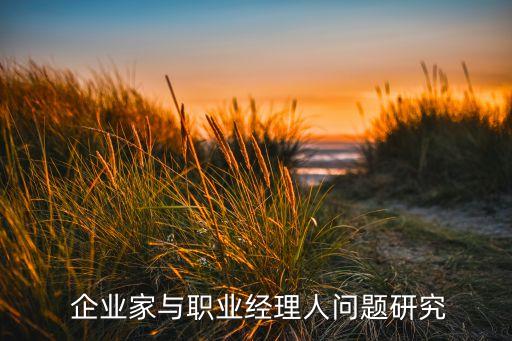  企業(yè)家與職業(yè)經理人問題研究