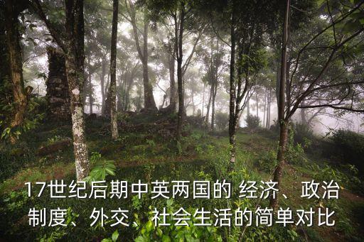 17世紀后期中英兩國的 經(jīng)濟、政治制度、外交、社會生活的簡單對比