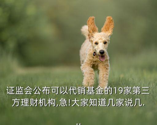 證監(jiān)會(huì)公布可以代銷基金的19家第三方理財(cái)機(jī)構(gòu),急!大家知道幾家說幾...