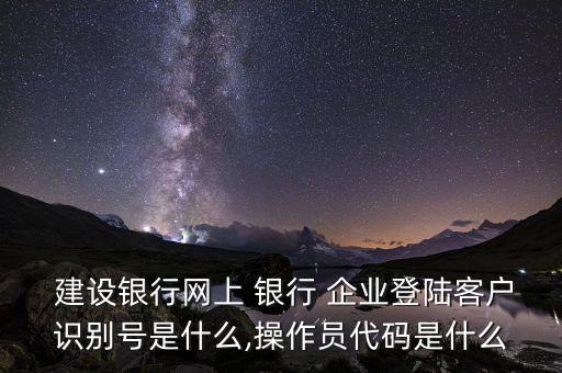  建設銀行網(wǎng)上 銀行 企業(yè)登陸客戶識別號是什么,操作員代碼是什么