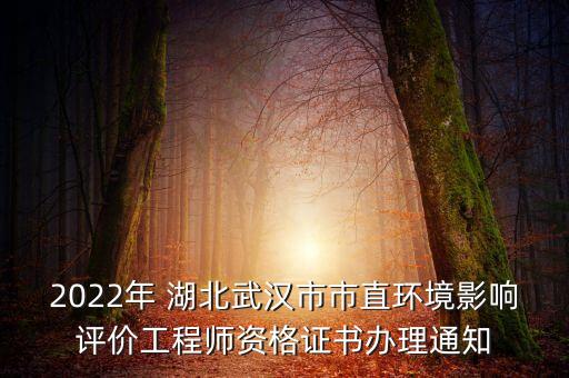 2022年 湖北武漢市市直環(huán)境影響評價(jià)工程師資格證書辦理通知