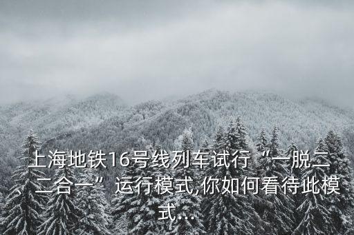  上海地鐵16號線列車試行“一脫二、二合一”運行模式,你如何看待此模式...
