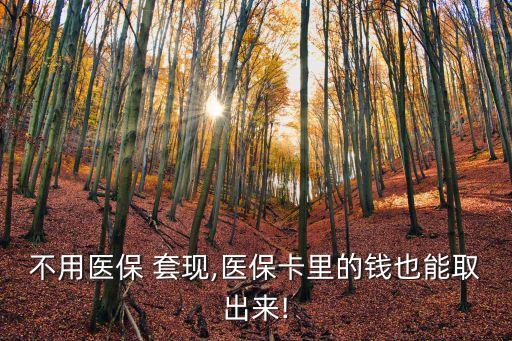 不用醫(yī)保 套現(xiàn),醫(yī)?？ɡ锏腻X也能取出來!