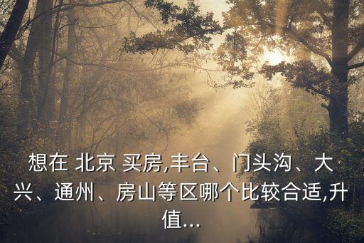想在 北京 買房,豐臺(tái)、門頭溝、大興、通州、房山等區(qū)哪個(gè)比較合適,升值...