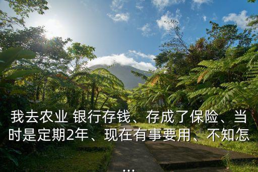 我去農(nóng)業(yè) 銀行存錢(qián)、存成了保險(xiǎn)、當(dāng)時(shí)是定期2年、現(xiàn)在有事要用、不知怎...