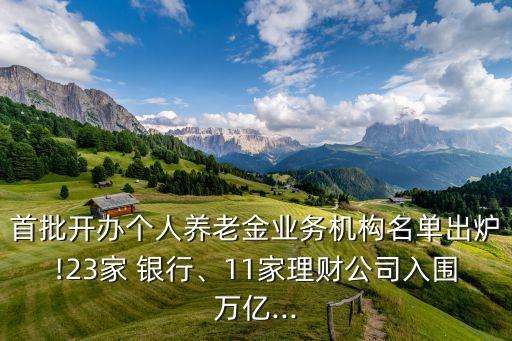 首批開辦個人養(yǎng)老金業(yè)務機構名單出爐!23家 銀行、11家理財公司入圍萬億...
