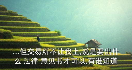 ...但交易所不讓我上,說是要出什么 法律 意見書才可以,有誰(shuí)知道