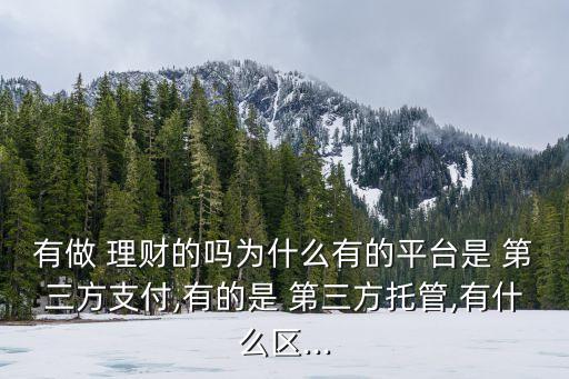 有做 理財(cái)?shù)膯釣槭裁从械钠脚_是 第三方支付,有的是 第三方托管,有什么區(qū)...