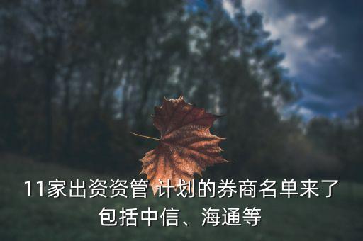 11家出資資管 計(jì)劃的券商名單來(lái)了包括中信、海通等