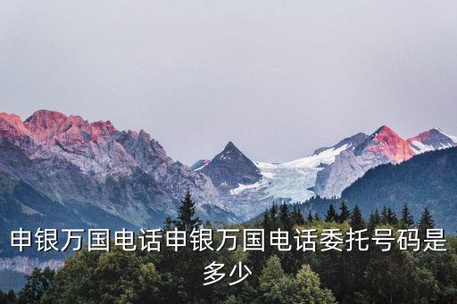 申銀萬國電話申銀萬國電話委托號(hào)碼是多少
