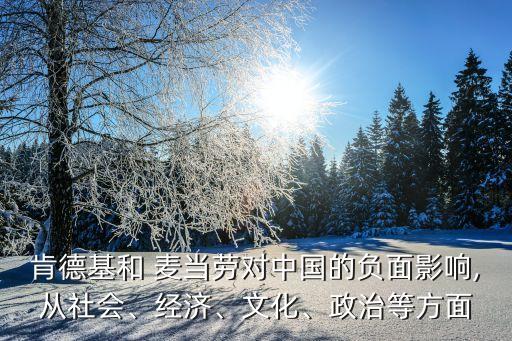肯德基和 麥當(dāng)勞對(duì)中國(guó)的負(fù)面影響,從社會(huì)、經(jīng)濟(jì)、文化、政治等方面