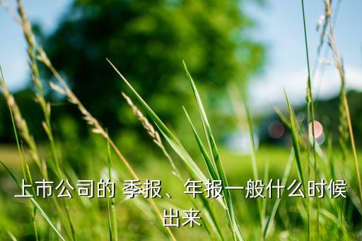 上市公司的 季報、年報一般什么時候出來