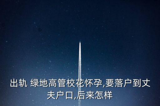 出軌 綠地高管?；☉言?要落戶到丈夫戶口,后來(lái)怎樣
