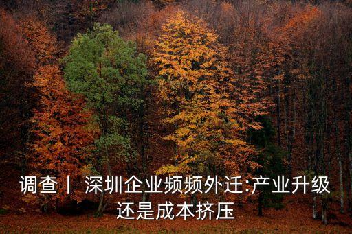 調查丨 深圳企業(yè)頻頻外遷:產業(yè)升級還是成本擠壓