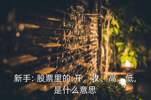 新手: 股票里的:開、收、高、低,是什么意思