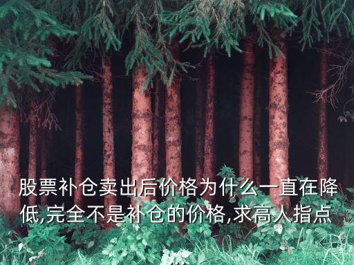  股票補(bǔ)倉賣出后價格為什么一直在降低,完全不是補(bǔ)倉的價格,求高人指點...