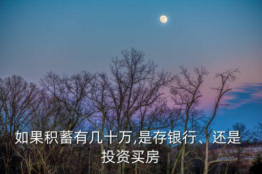 如果積蓄有幾十萬,是存銀行、還是 投資買房
